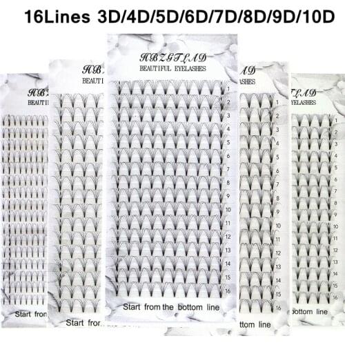 Wholesale price 16 lines volume 7/8/9/10/20D eyelash extensions 100% handmade synthetic hair russian volume lashes premade fans