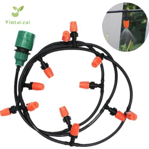 5m/10m/20m Yellow Fog Nozzles Irrigation System Portable Misting Automatic Watering Garden Hose Spray Head Watering Kits
