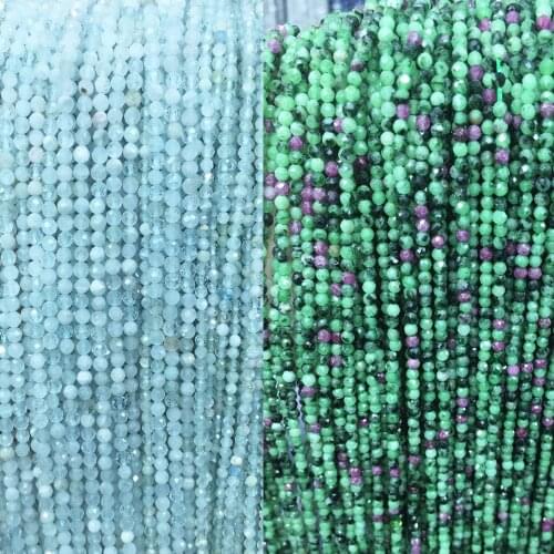 Natural Red and Green Treasure Face Beads Charm Cut Face Aquamarine Small Code Beads DIY Jewelry Making Necklaces Bracelets 40cm