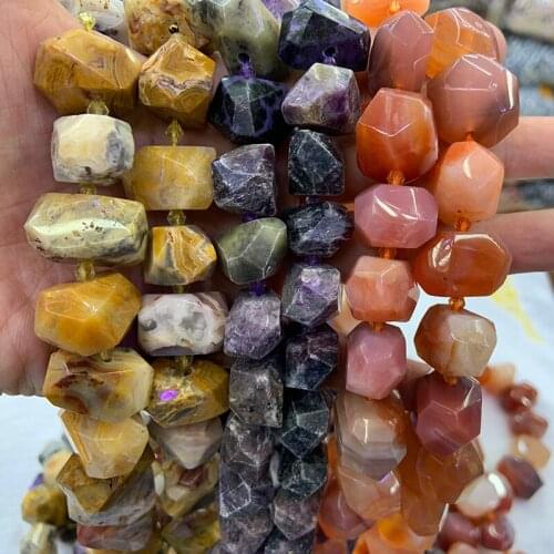 Natural Yellow Crazy Agate Charoite Red Agate Stone Beads 15'' Irregular DIY Loose Beads For Jewelry Making Women Beads Necklace