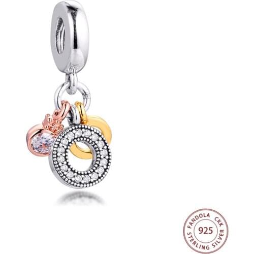 2020 New 925 Sterling Silver Triple Monogram Dangle Charms Fits Original Bracelet Metal Beads for Jewelry Making