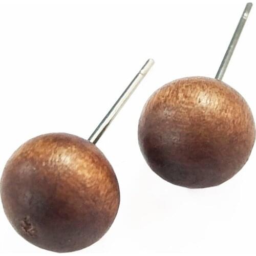 Fashion New Arrival Wood Earring Small Round Brown Black Natural Round Wood Eardrop For Women Jewelry Making Accessories