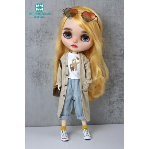 Blyth clothe fashion plaid shirt, short T, shorts, leather shoes for Blyth Azone 1/6 doll accessories