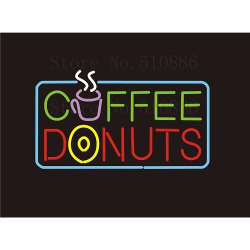 Custom Signage NEON SIGNS Coffee Donuts Real GLASS Tube BAR PUB Signboard Display Decorate Store Shop Light Sign 17*14"