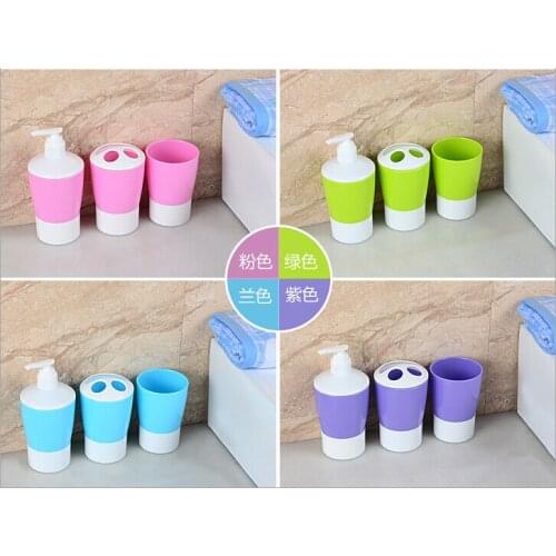 Colorful bathroom accessories Soap Dispens+Toothbrush Holders+tooth cup bathroom set banheiro criativo