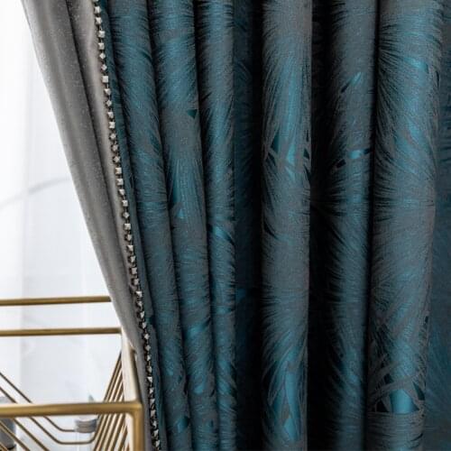 Balcony luxury modern maple leaf yarn-dyed jacquard fabric curtains for Living room bedroom curtains Thermal curtain