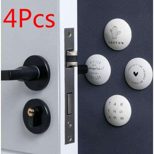 4Pcs Self Adhesive Door Stopper Rubber Round Wall Protector Sticker Door Handle Silicone Bumper Guard Stopper Door Crash Pads