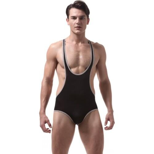 Mens underwear, sexy underwear, ultra-thin ice silk mens jumpsuit fitness wrestling suit
