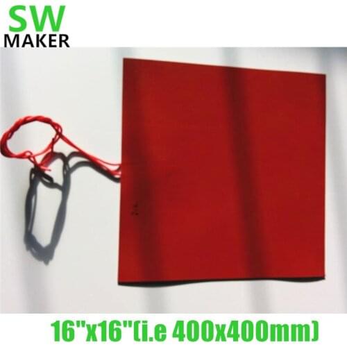 SWMAKER 110V/220V 560W 400x400mm Silicone heater 16'' Heated bed with 1000mm cable NTC thermistor for Reprap 3D printer
