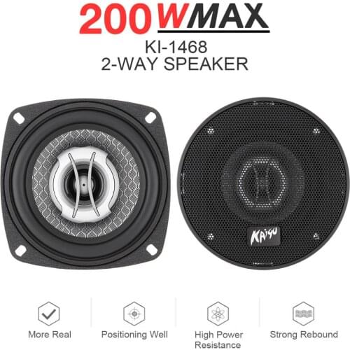 2pcs 4 Inch Universal 200W Car 2-Way Coaxial Speakers Audio Music Stereo Full Range Frequency Hifi for Auto Stereo Modified