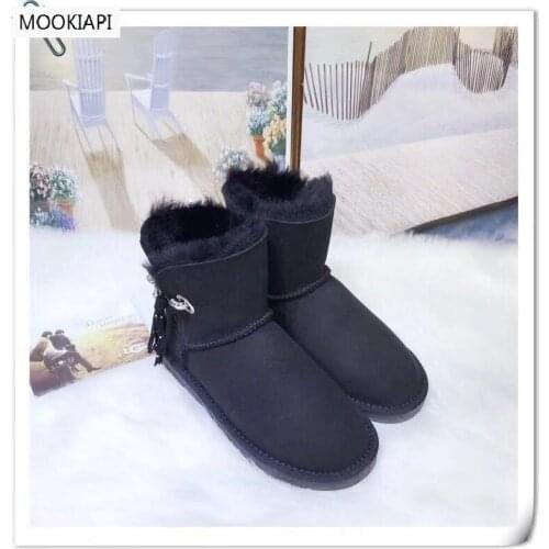 In 2019, Chinas top quality snow boots, real sheepskin, 100% natural wool, free delivery, Buckle New womens shoes