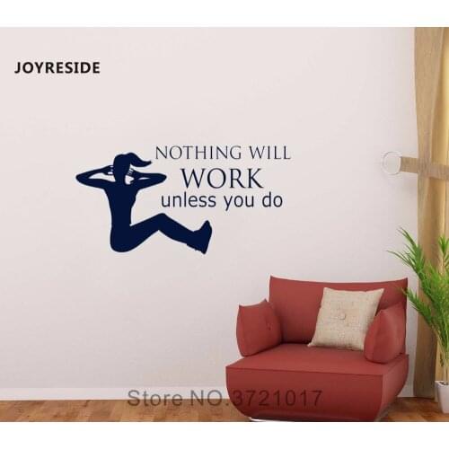 JOYRESIDE Nothing Will Work Unless You Do Wall Health Fitness Decal Vinyl Sticker Sports Room Living Room Quotes Decoration A086