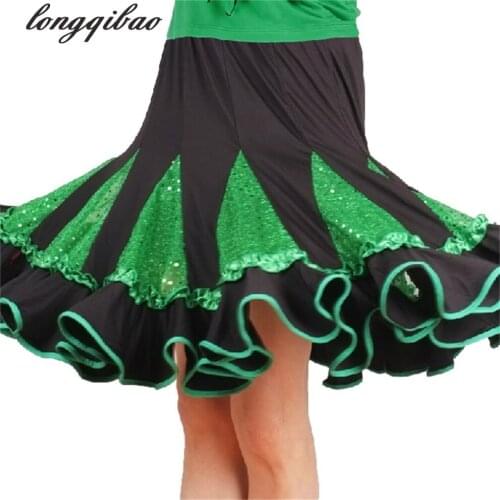 The new elastic waist skirt Adult Latin dance clothing square dance ballroom dance sequined skirts TB7674