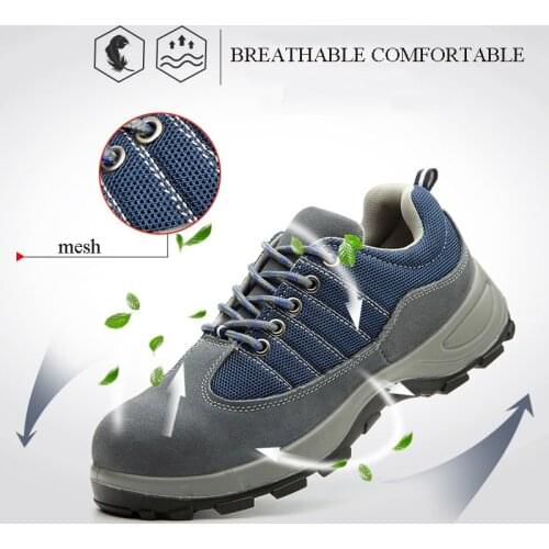 Safety shoes with steel toe cap women welder machine shoes man light blue shoes women work shoes men