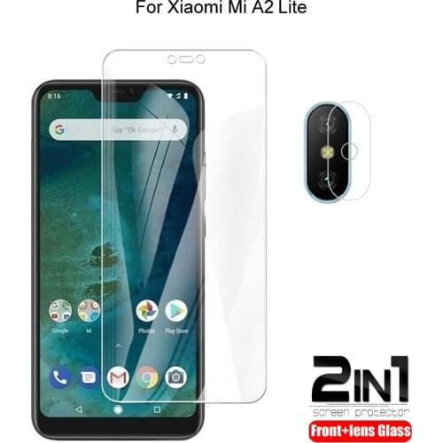 2 in 1 For Xiaomi Mi A2 Lite Camera Lens Film & Screen Protector Guard Protective HD Tempered Glass Explosion Proof