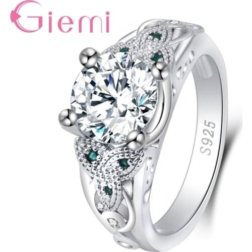100% 925 Sterling Silver Wedding Rings Original Brand Jewelry for Women Fine White Austrian Crystal Female Anel Lover Gift