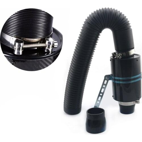 1 Set Universal Car 3 inch Carbon Fibre Cold Air Filter Feed Enclosed Intake Induction Pipe Hose Kit Universal