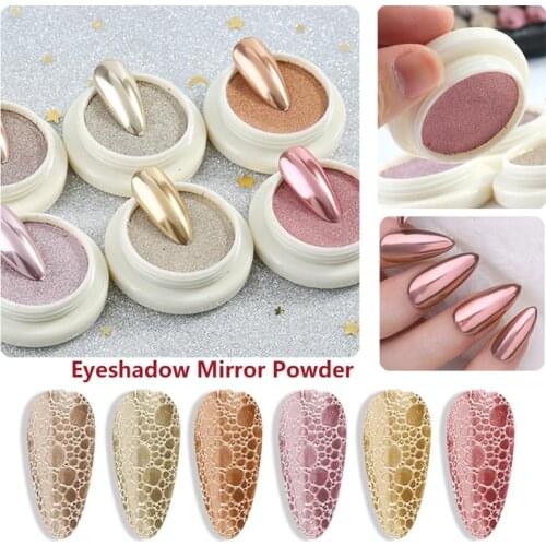 1 Box Eyeshadow Mirror Nail Glitter Powder Solid Mirror Nail Art Pigment Powder Nail Glitter Rose Gold Shining Chrome Decoration