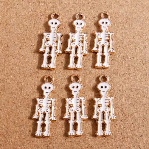 10pcs 10*26mm Enamel Skeleton Skull Man Charms for Making Pendants Necklaces Drop Earrings Bracelets DIY Crafts Jewelry Findings