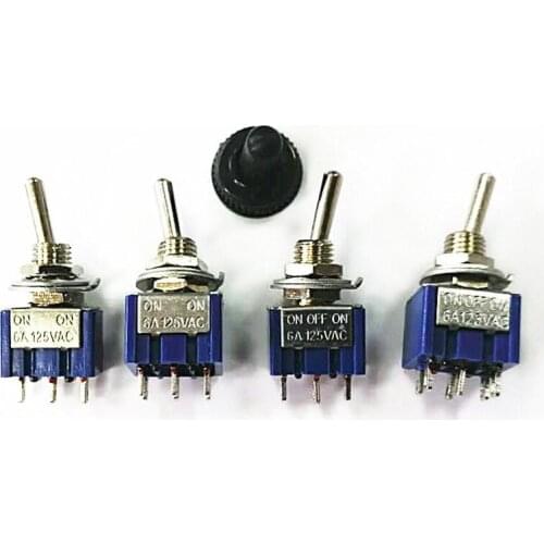 10pcs MTS-102 MTS-103 MTS-202 MTS-203 Miniature Toggle Switch Single Pole Double Throw ON-OFF-ON/ON-ON 120VAC 6A