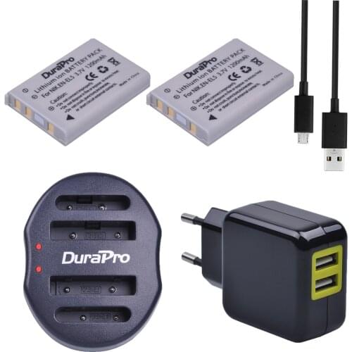2Pcs EN-EL5 EN EL5 EnEl5 Li-ion Battery + Dual USB Charger + AC Adapter For Nikon Camera Coolpix P80 P90 P100 P500 P510 P520