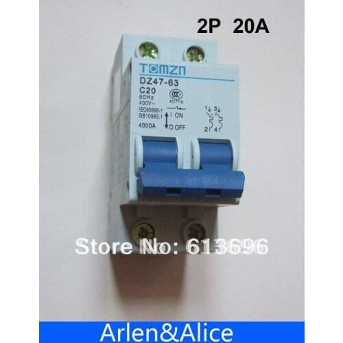 2P 20A 400V~ 50HZ/60HZ Circuit breaker AC MCB safety breaker C type