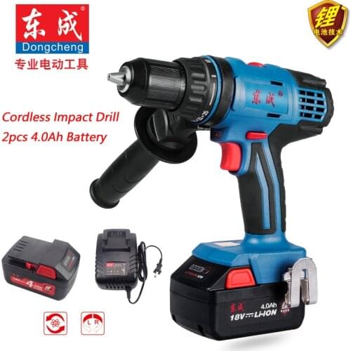 18V Rechargeable Impact Drill 13mm Cordless Impact Electric Drill 4.0Ah Rechargeable Lithium Battery Electric Drill 2 Speed