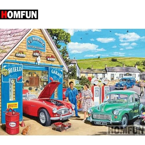 HOMFUN 5D DIY Diamond Painting Full Square/Round Drill "Car GAS" Embroidery Cross Stitch gift Home Decor Gift A08430