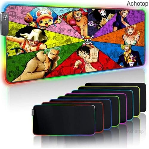 Anime LED RGB Lighting Gaming Mousepad Gamer Mat One piec Mouse Pad LED Backlight Mause Keyboard Desk Mat for MINI PC Computer