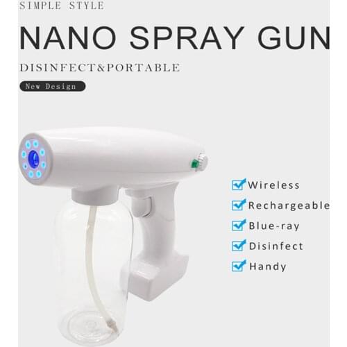 USB Cordless Nano Sanitizer Spray Sprayer Disinfectant Fogger Spray Gun Machine Home Office Indoor Outdoor White