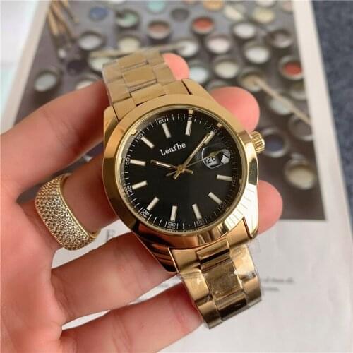 Fashion Gold Brand Watch Calendar Function Stainless Steel Material Quartz Watch Dial Diameter 40mm relogio masculino feminino
