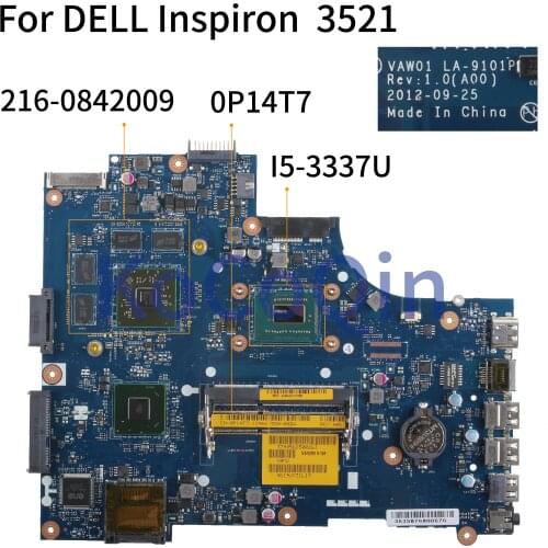 KoCoQin Laptop motherboard For DELL Inspiron 15R 3521 5521 I5-3337 Mainboard CN-0P14T7 0P14T7 VAW01 LA-9101P SR0XL 216-0842009