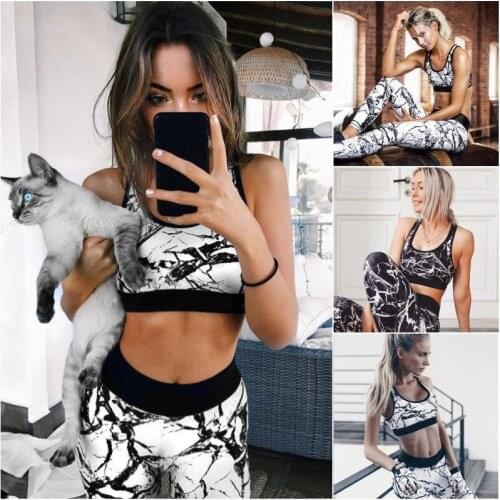 Two piece set women Spot yoga suit hit Europe United States womens printing movement tracksuit women dropshipping CKX8868