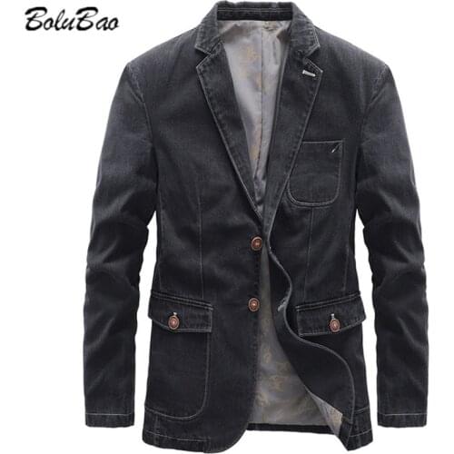 BOLUBAO 2021 New Arrival Denim Jackets Men Spring Autumn Handsome Streetwear Blazers Business Casual Coats Male Denim Jacket