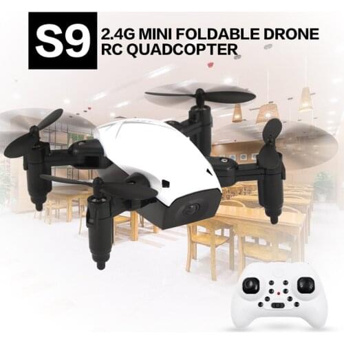 2.4G Mini RC Drone S9 No Camera Foldable Helicopter with Light Altitude Hold Headless H/L Speed Switch Remote Control Quadcopter
