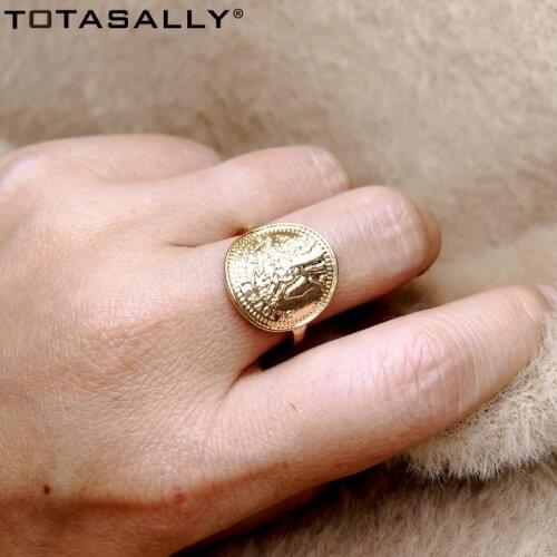 TOTASALLY Ins Hot Vintage Women Star Finger Rings Gold Color Star Coin Geometric Top Rings Alloy Jewelry Accessories Dropship