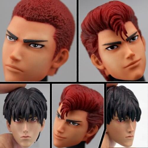 1/6 Scale Japan Cartoon Figure Head Sculpture Hanamichi Sakuragi Rukawa Kaede Basketball Player Head Carving Collections