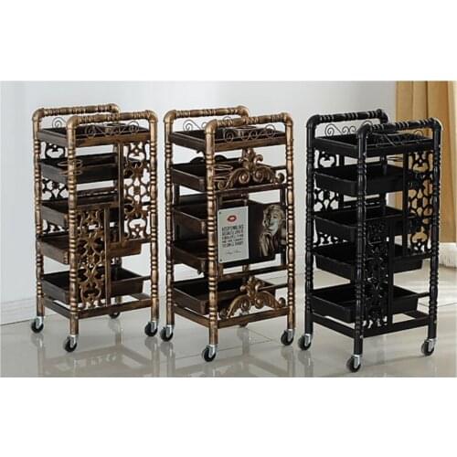 Multifunctional mobile trolley for hairdressing barbers and hair salons retro barber shop hand-pushed oil dyeing tool cart