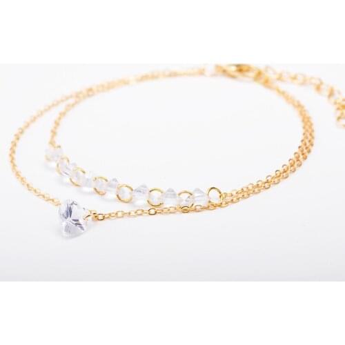 Multi-Layer Golden Chains Exquisite Zircon Small Clear Love Heart Crystal Rhinestone Adjustable Bracelets For Women