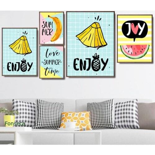 Cartoon Fruits Pineapple Banana Print And Poster Unframed Drawings Canvas Painting Wall Art Picture Fashion Home Decoration