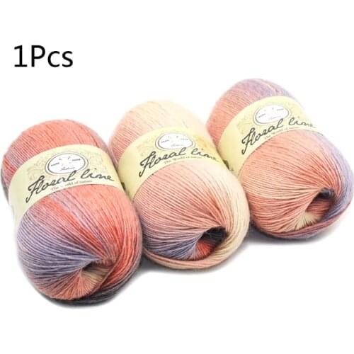 Soft Worsted Yarn Rainbow Gradient Colors DIY Baby Knitting Wool Shawl Scarf Crochet Thread Supplies