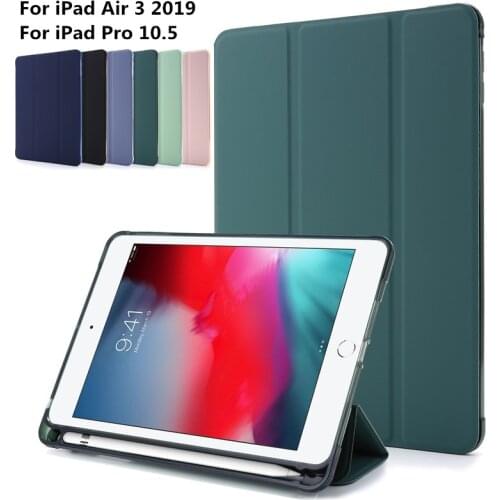 Soft UV Silicon Smart Cover for iPad Air 3 Case with Pencil Holder Holder Soft Shell Fundas Para for iPad Pro 10 5 10.2 7 8 Case