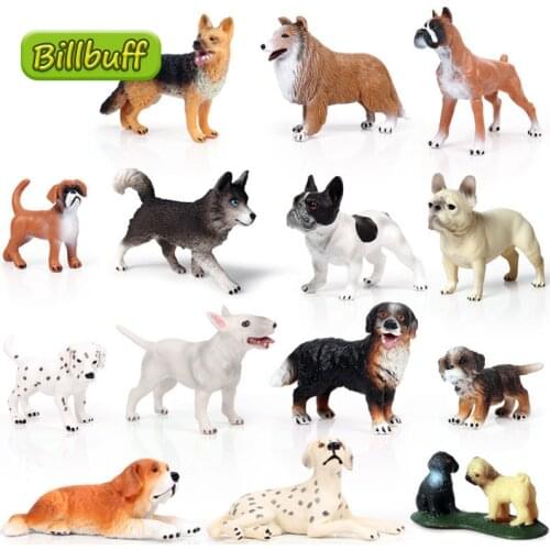 New Simulation Mini Animal Pet Dog Series Model Action Figures Collection Miniature Cognition Educational Toy for children Gift