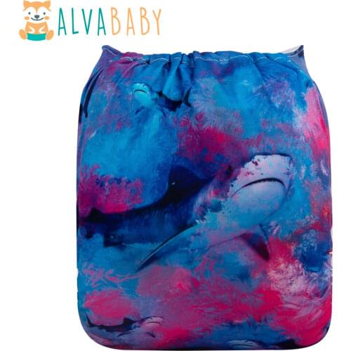 New Printed Alvababy Cloth Diapers Nappy with 1pc Microfiber Insert for Babies 3-15kg