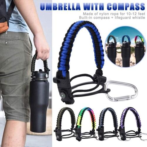 Newly Carabiner Rope Wide Mouth Bottle Mug Hand Braided Handle Strap Woven for Camping
