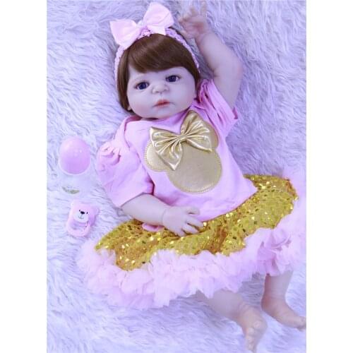NPK 23" full silicone reborn baby dolls children bathe doll toy gift alive babies fashion BJD dolls bebe girl reborn bonecas