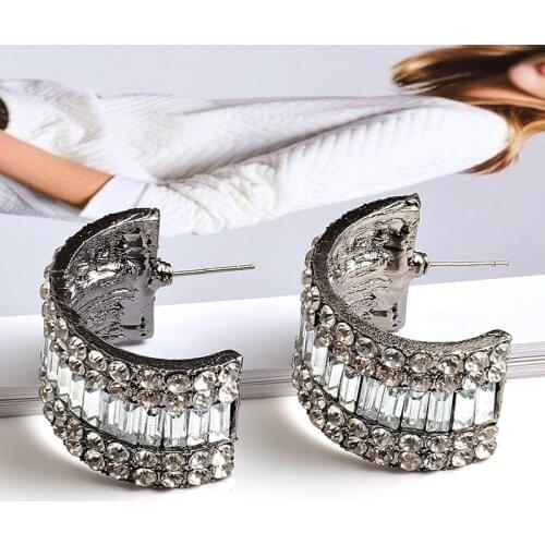 Wholesale Colorful Crystals Metal Round Earrings Fashion Trendy Drop Earring High-Quality Jewelry Accessorie For Women