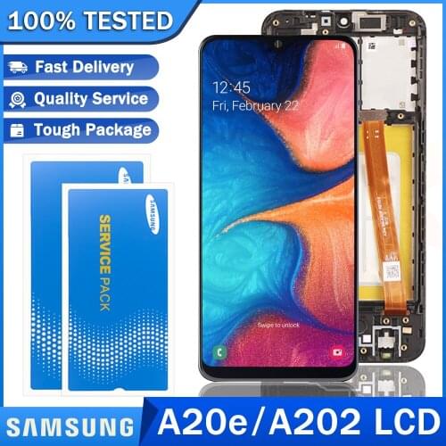 Original 5.8" AMOLED Display for Samsung Galaxy A20e LCD SM-A202F/DS A202 A202DS With Frame Touch Screen Digitizer Repair Parts