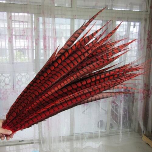 Product Promotion 50pcs/lot Red Pheasant Tail Feathers 65-75CM 26-30inch Feather Jewelry Wedding Decoration Feathers For Crafts