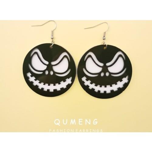QUMENG 2020 Halloween Earrings For Women Girls acrylic Cartoon Funny Cute Horror grimace Dark punk Christmas Gifts accessories